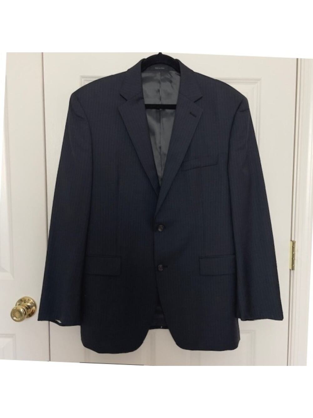 Lauren Ralph Lauren 42R Gray w/ Blue Pinstripe Wool Blazer Sport Coat Jacket